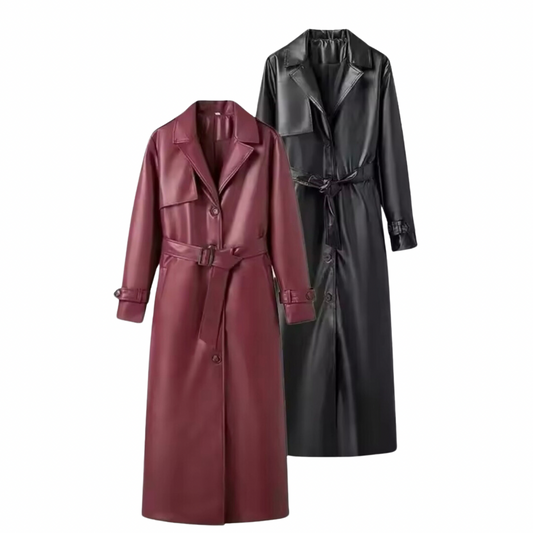 Kunstleder-Trenchcoat Saskia | Eleganter Damenmantel
