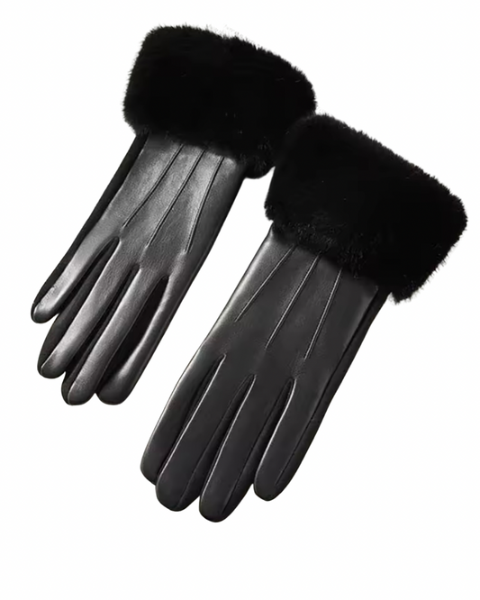 Winter Damen Handschuhe – PU Leder mit Faux Pelz & Touchscreen