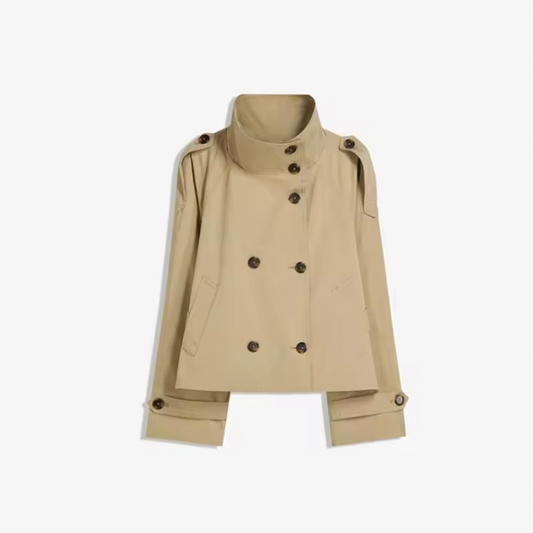 Kurzer Trenchcoat mit Stehkragen & Gürtel